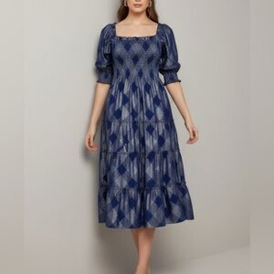 HILL HOUSE Nesli Nap Dress Navy Glitter Check Size Small